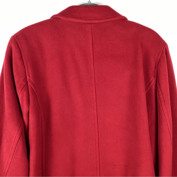 LL Bean womens red lambs wool DRESS Coat 1X Thinsulate lining-kick pleat - Picture 7 of 12